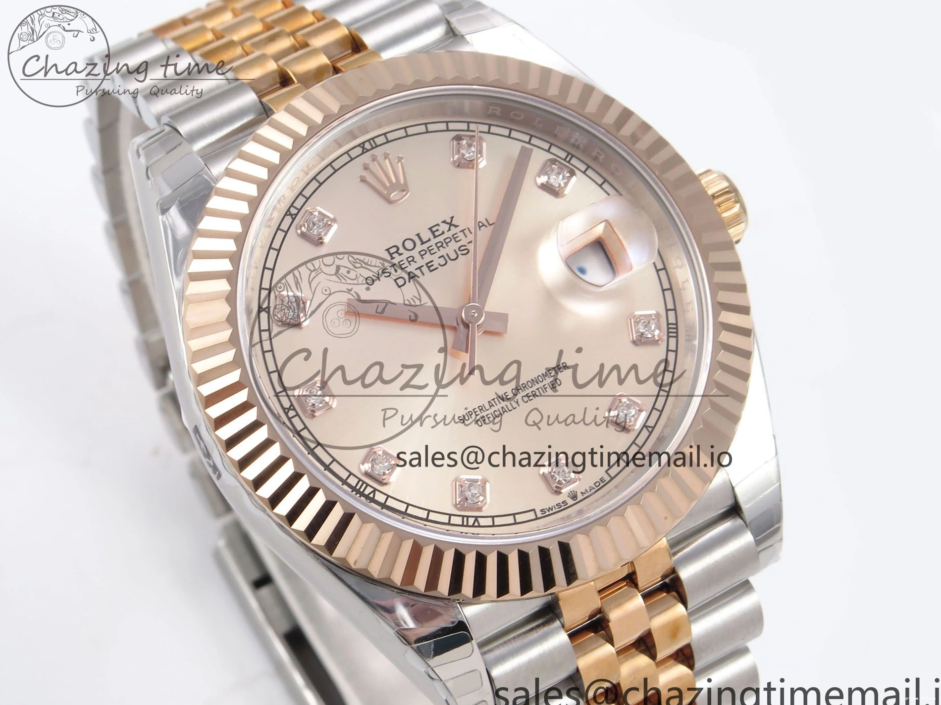 0208 DateJust 41 126331 EWEF Best Edition RG Diamonds Dial on SS RG Jubilee Bracelet A UrbanChic 999